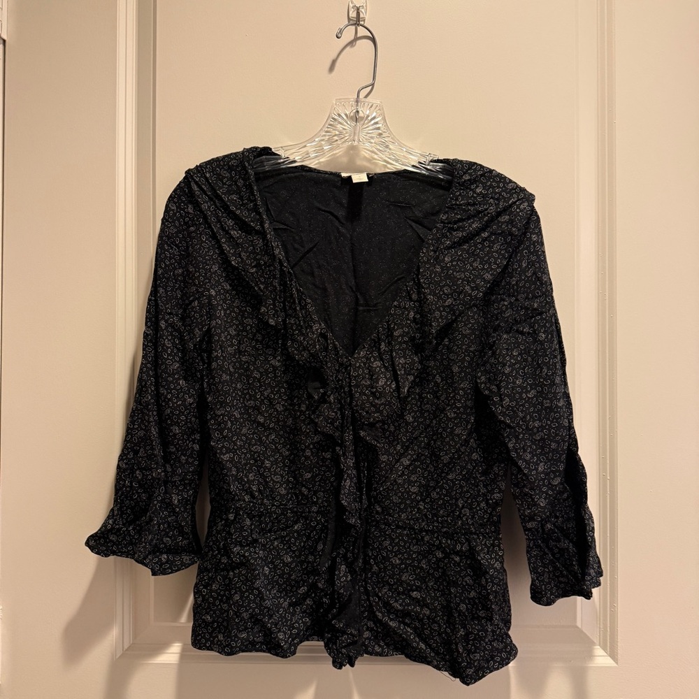 HINGE Print Cascade Ruffle Top - Picture 5 of 9